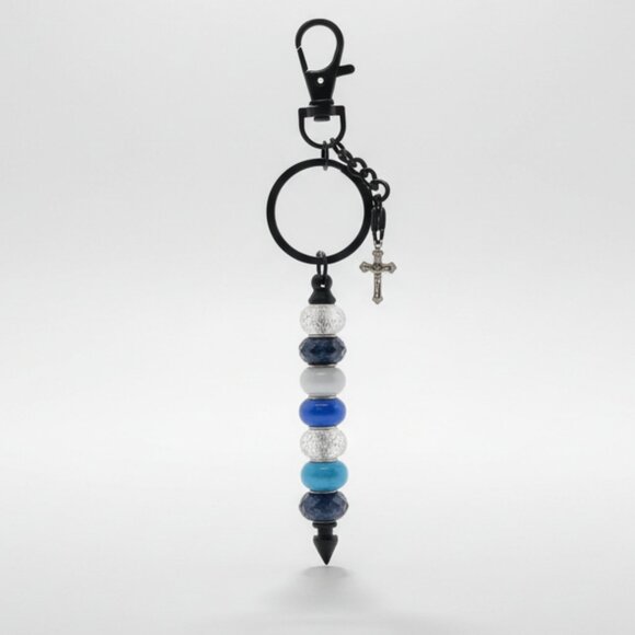 Handmade Accessories - Beaded Handcrafted Keychain/bag charm w/cross charm. Brand new.  Handcrafted.